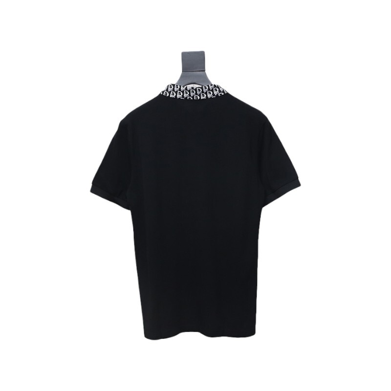 Coco Shoes Dior CD Embroidery Logo Print Polo Shirt Black