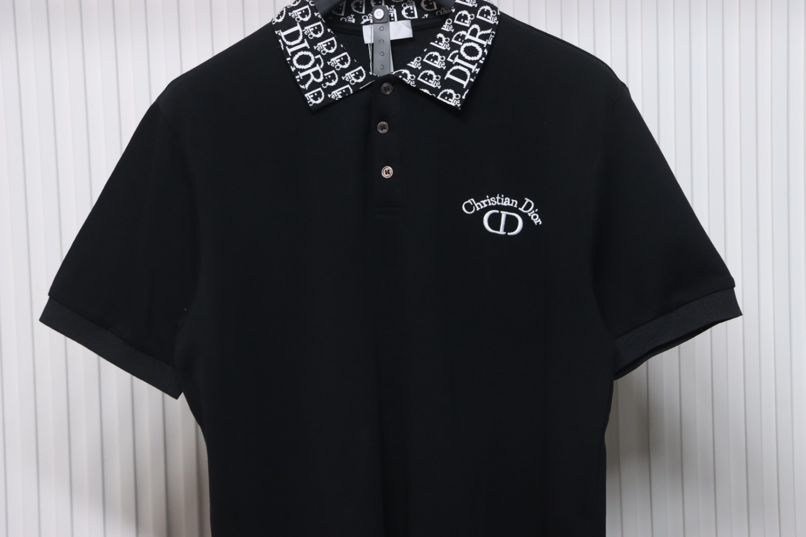 Coco Shoes Dior CD Embroidery Logo Print Polo Shirt Black