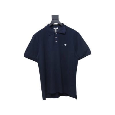 Coco Shoes Dior Little Bee Embroidery Cotton Pique Polo Shirt Dark Indigo 01