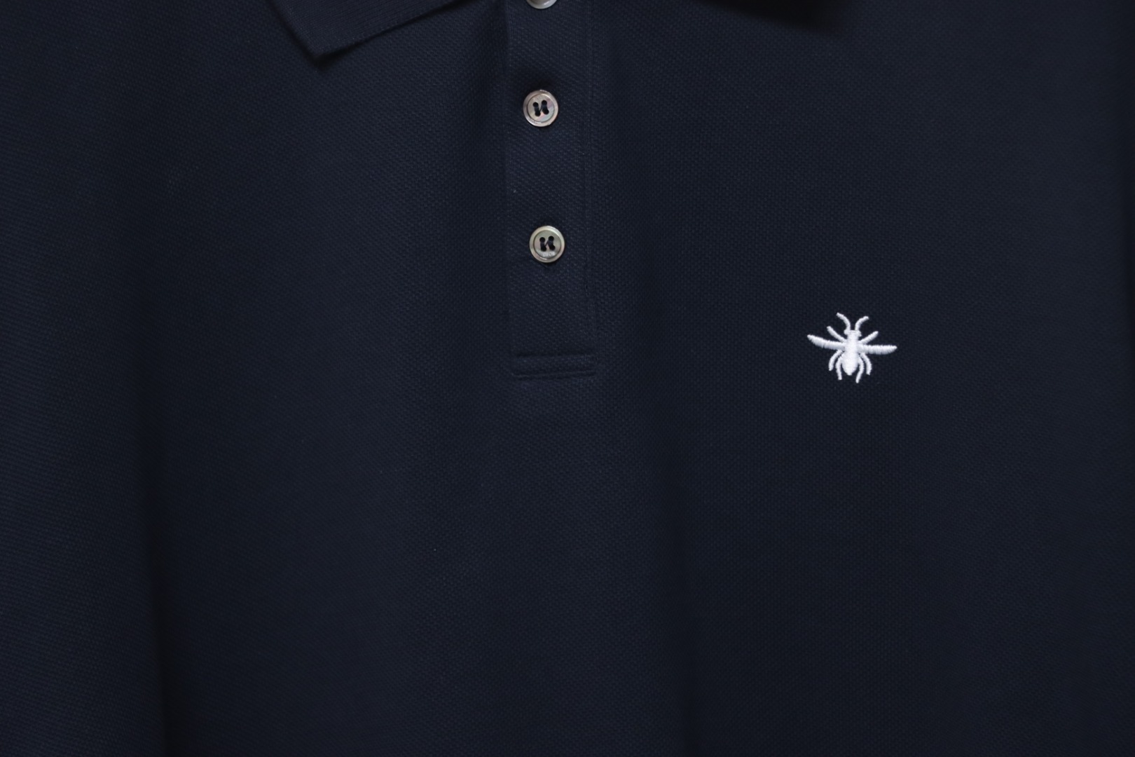 Coco Shoes Dior Little Bee Embroidery Cotton Pique Polo Shirt Dark Indigo
