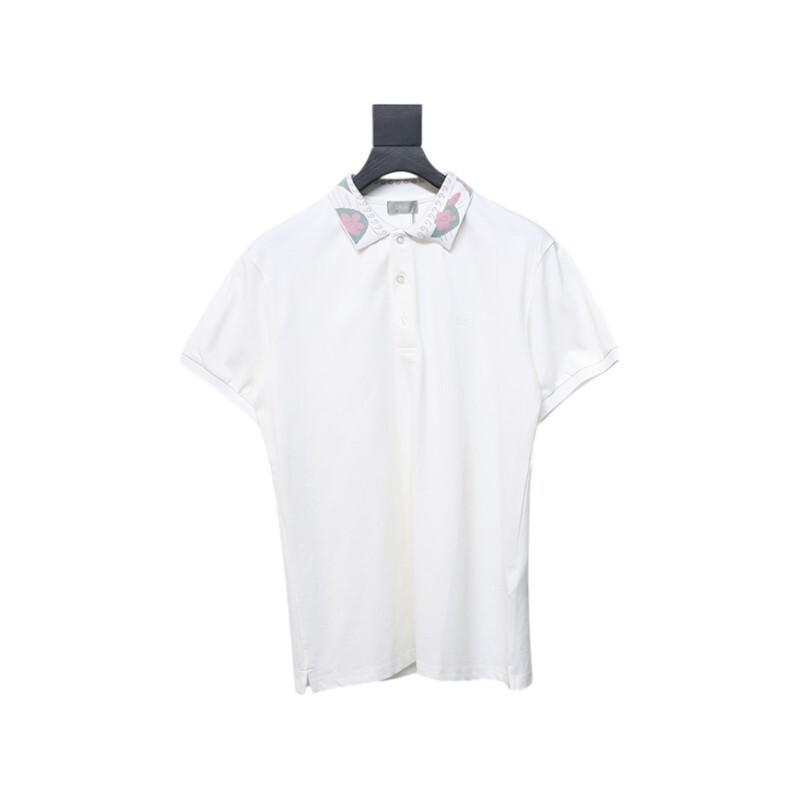 Coco Shoes Dior Neckline Jacquard Polo Shirt White