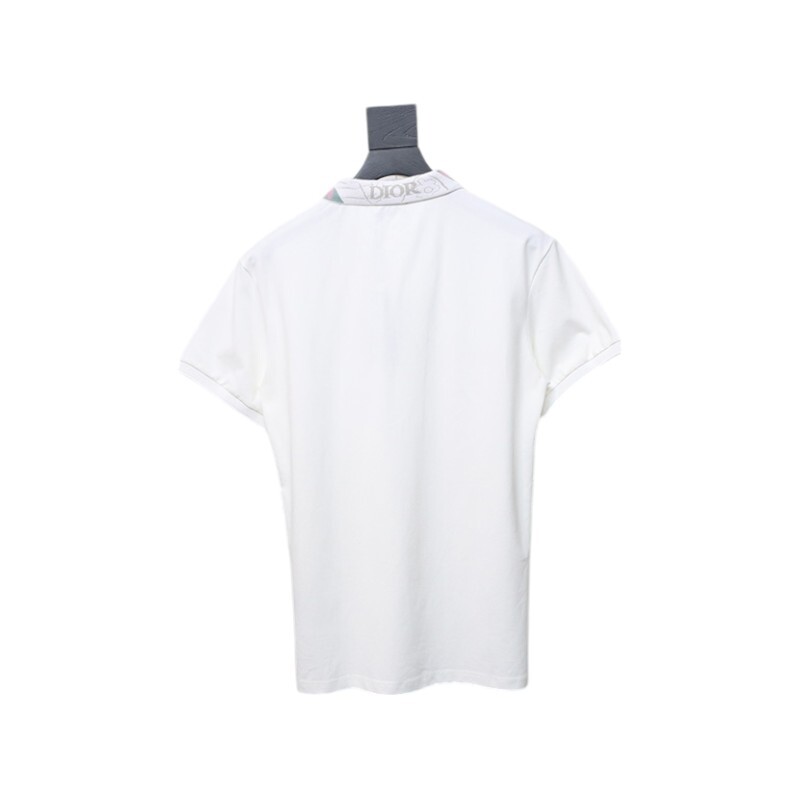 Coco Shoes Dior Neckline Jacquard Polo Shirt White