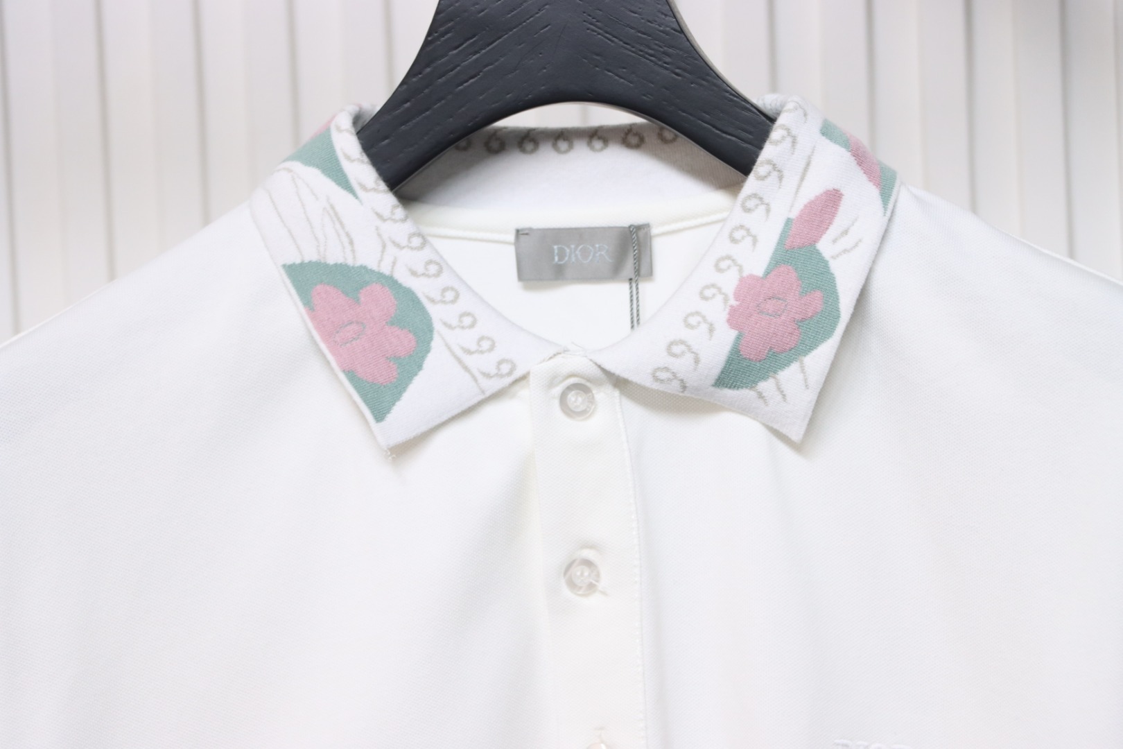 Coco Shoes Dior Neckline Jacquard Polo Shirt White