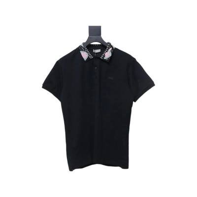 Coco Shoes Dior Neckline Jacquard Polo Shirt Black 01