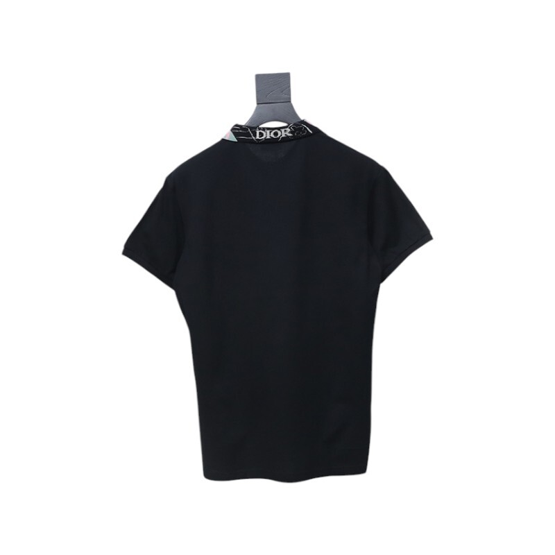 Coco Shoes Dior Neckline Jacquard Polo Shirt Black