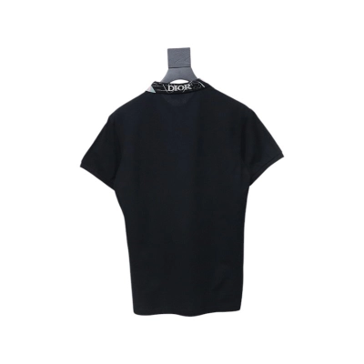 Coco Shoes Dior Neckline Jacquard Polo Shirt Black 02