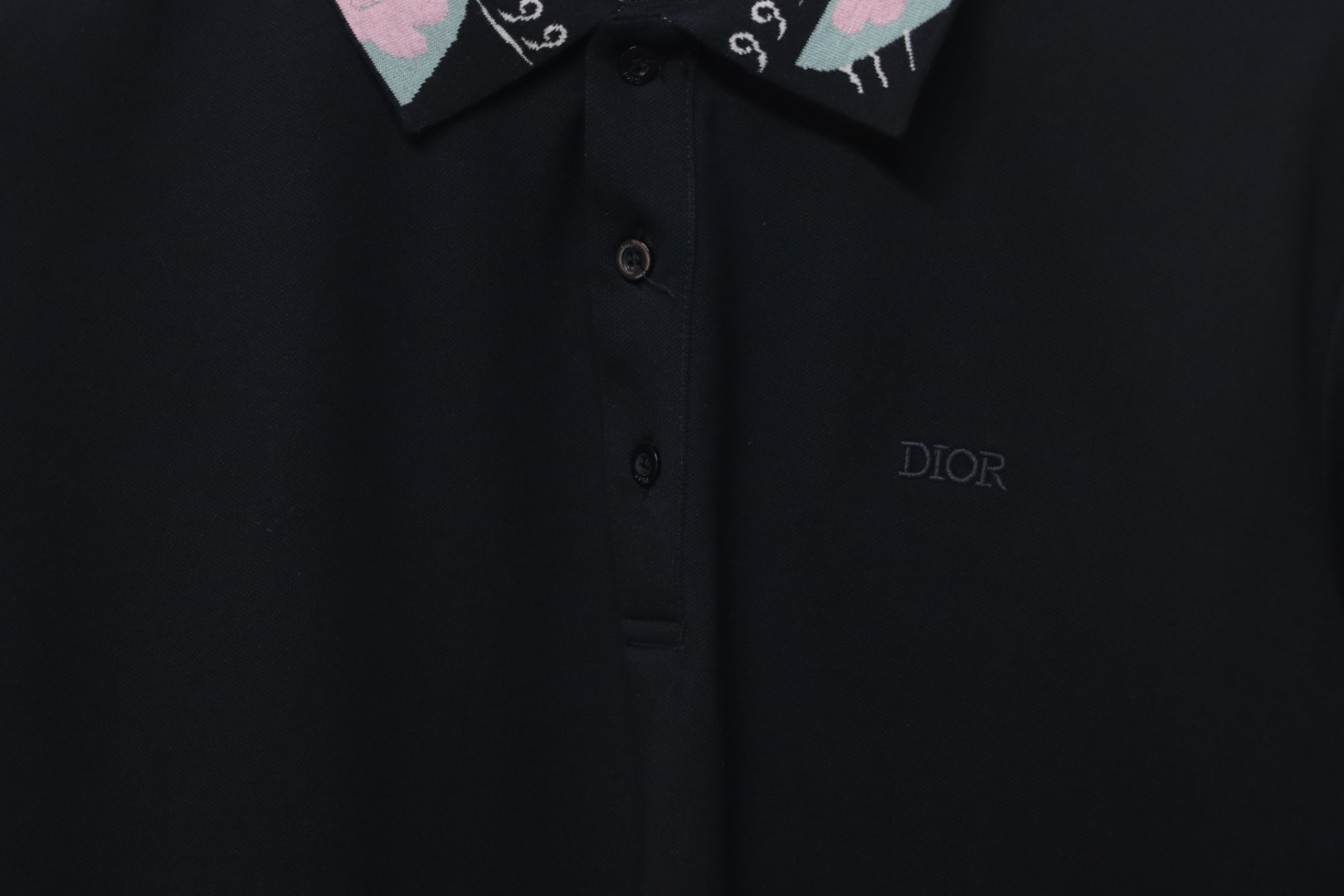 Coco Shoes Dior Neckline Jacquard Polo Shirt Black