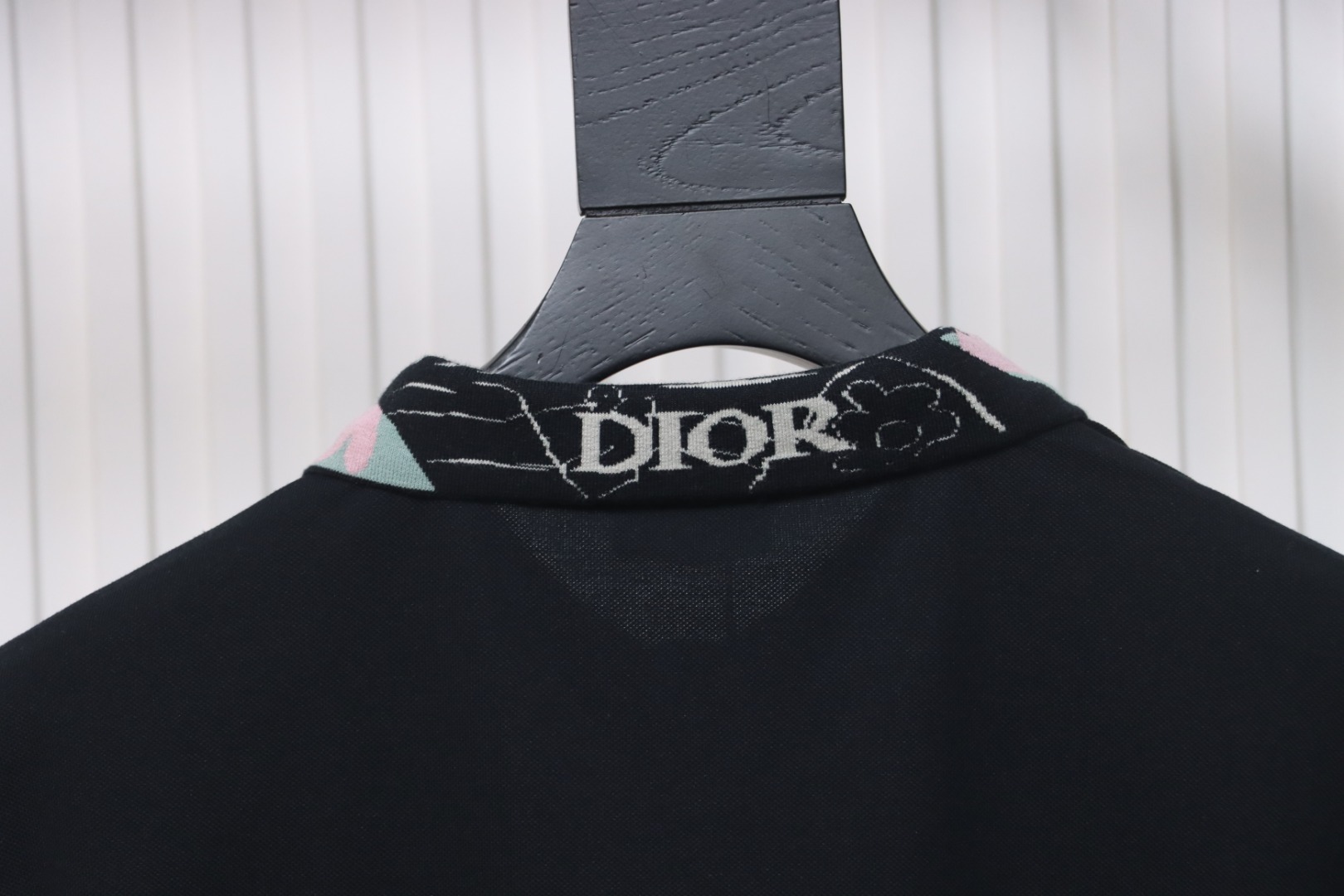 Coco Shoes Dior Neckline Jacquard Polo Shirt Black