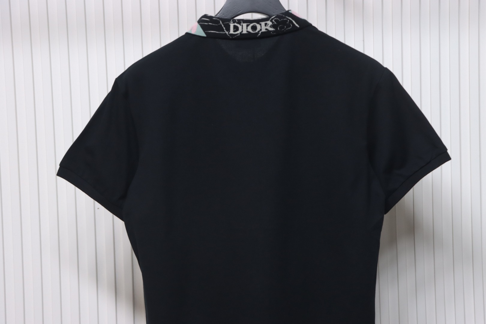 Coco Shoes Dior Neckline Jacquard Polo Shirt Black