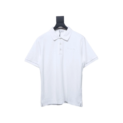 Coco Shoes Dior Letter Signature Embroidered Cotton Pique White Polo Shirt 01