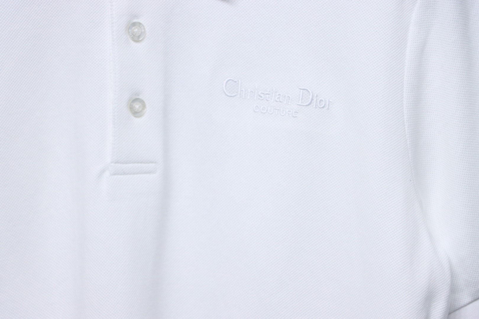 Coco Shoes Dior Letter Signature Embroidered Cotton Pique White Polo Shirt