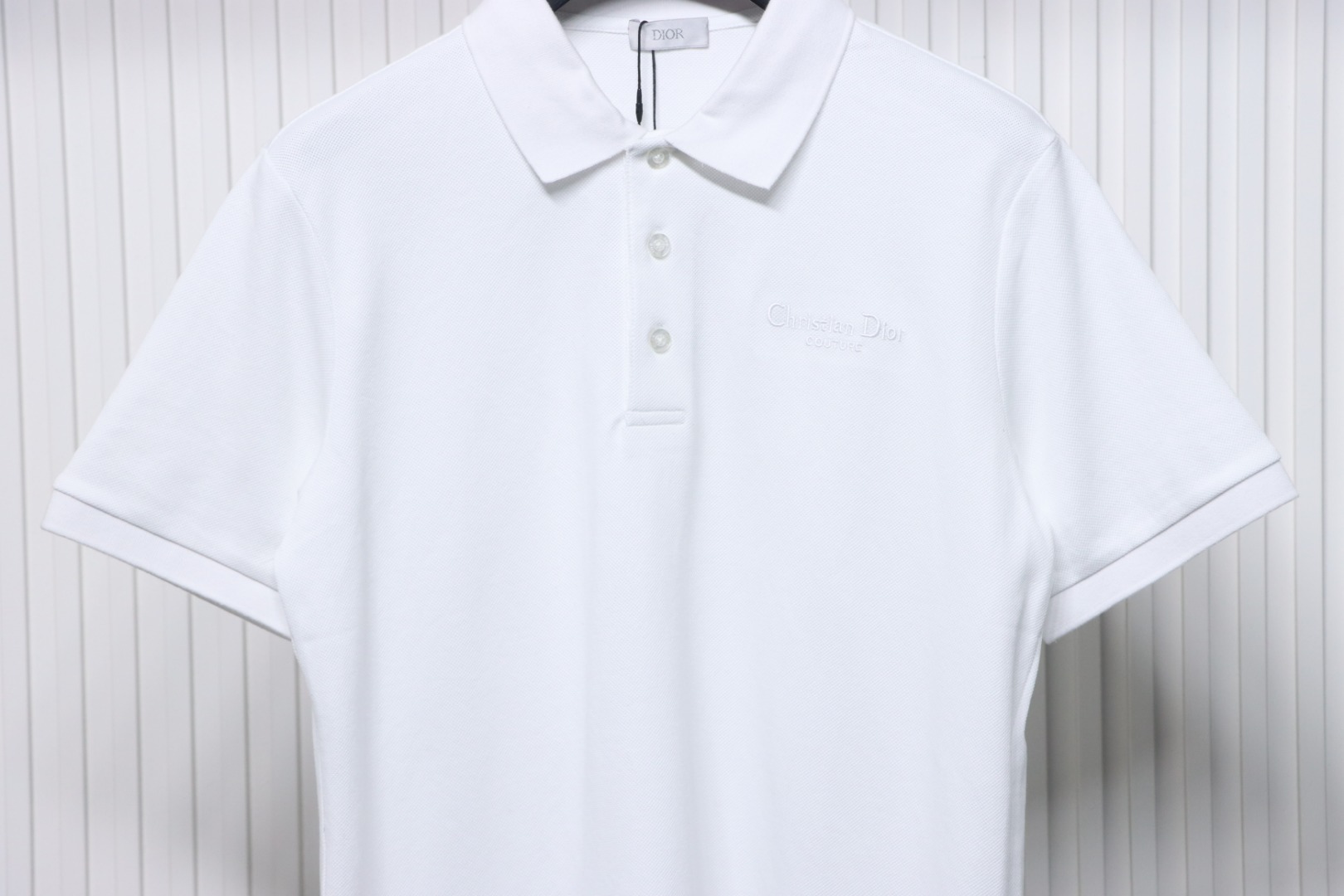 Coco Shoes Dior Letter Signature Embroidered Cotton Pique White Polo Shirt