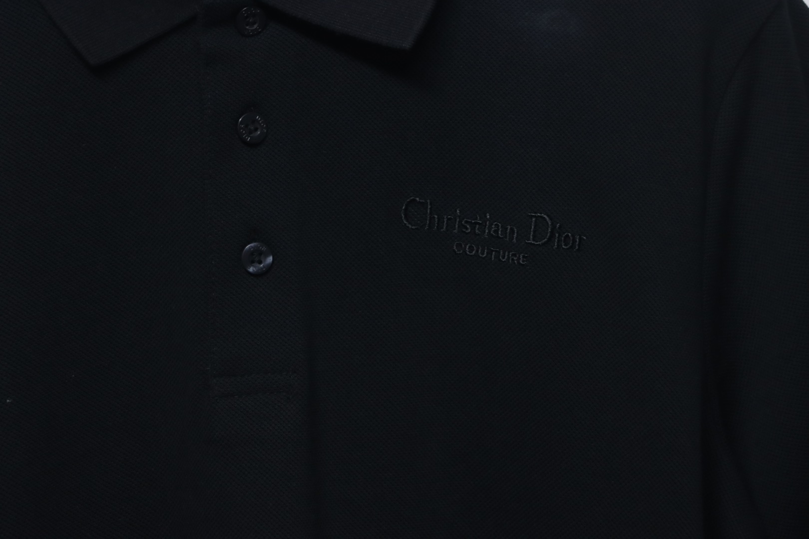Coco Shoes Dior Letter Signature Embroidered Cotton Pique Black Polo Shirt