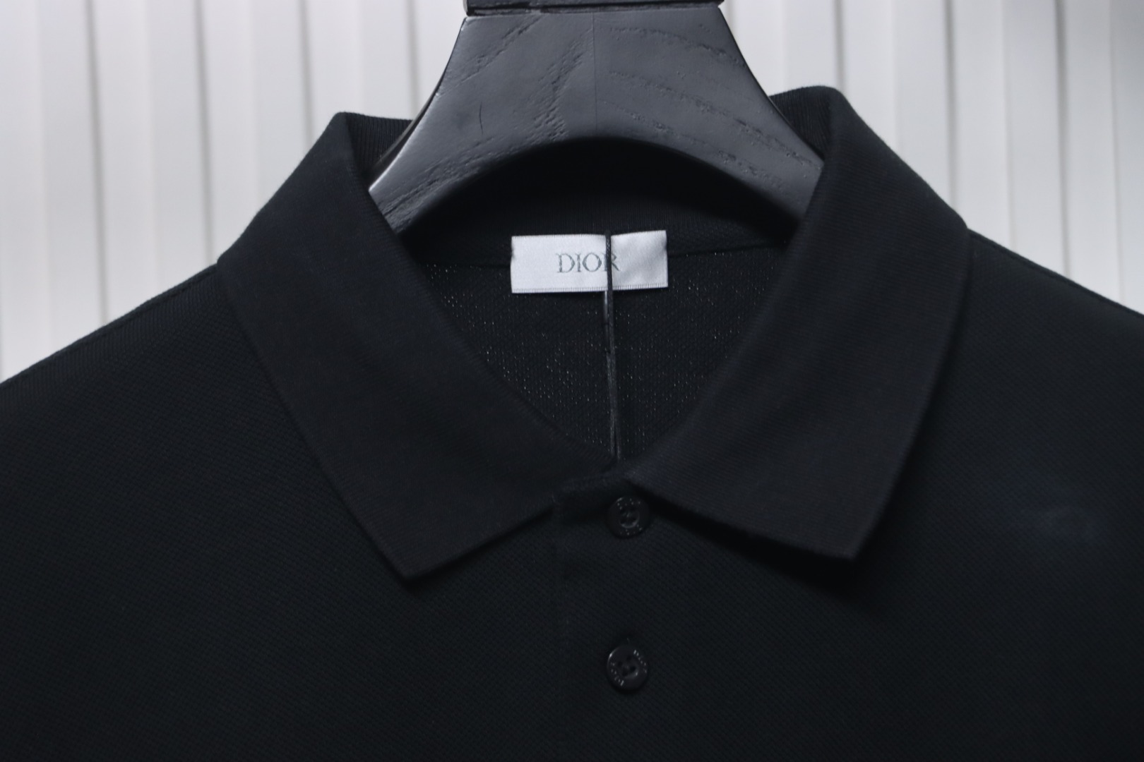 Coco Shoes Dior Letter Signature Embroidered Cotton Pique Black Polo Shirt