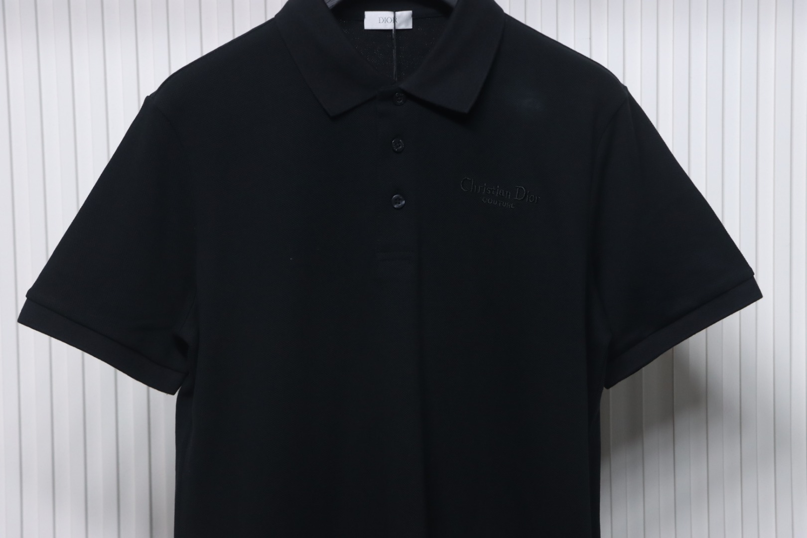 Coco Shoes Dior Letter Signature Embroidered Cotton Pique Black Polo Shirt