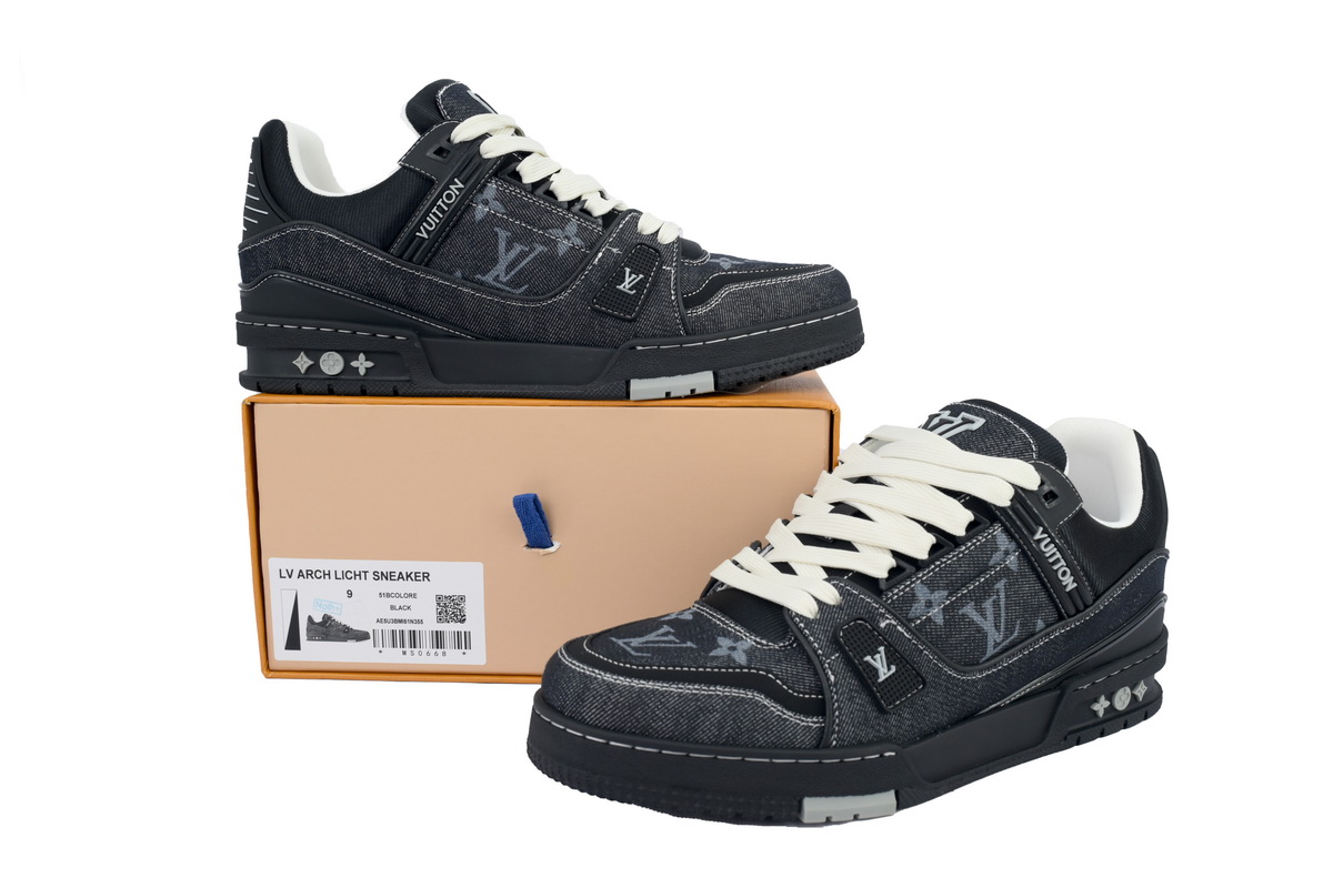 Coco Shoes Louis Vuitton Trainer Sneaker Denim Black 1AHSZE