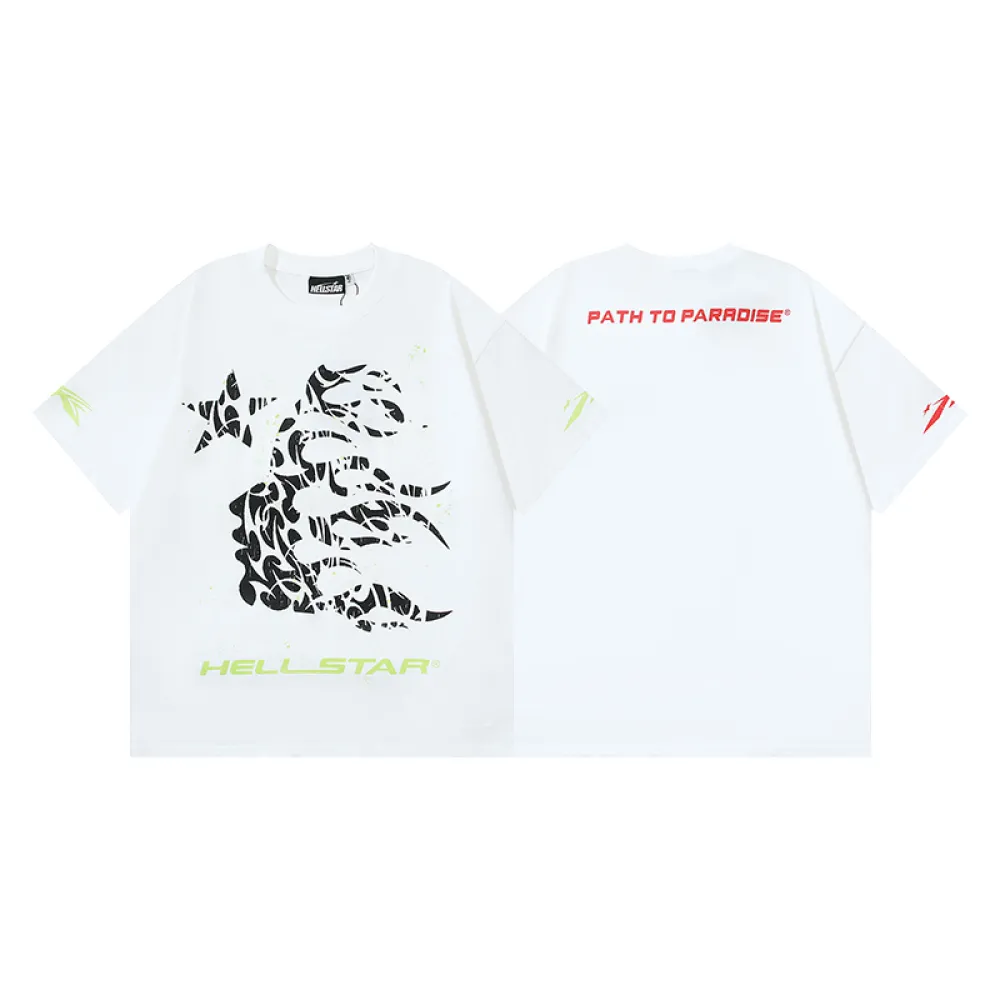 Hellstar Thorn Glitter T-Shirt #588 White Green/White Red