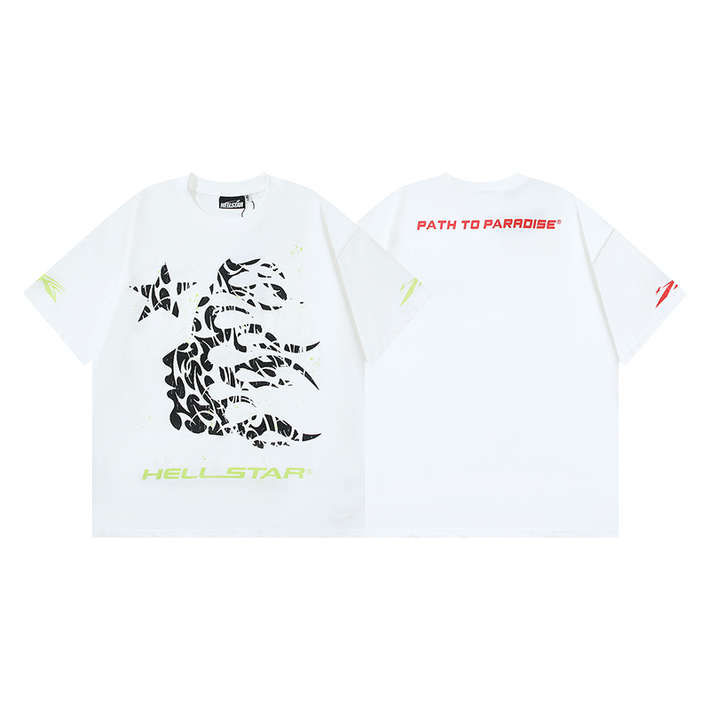Hellstar Thorn Glitter T-Shirt #588 White Green/White Red
