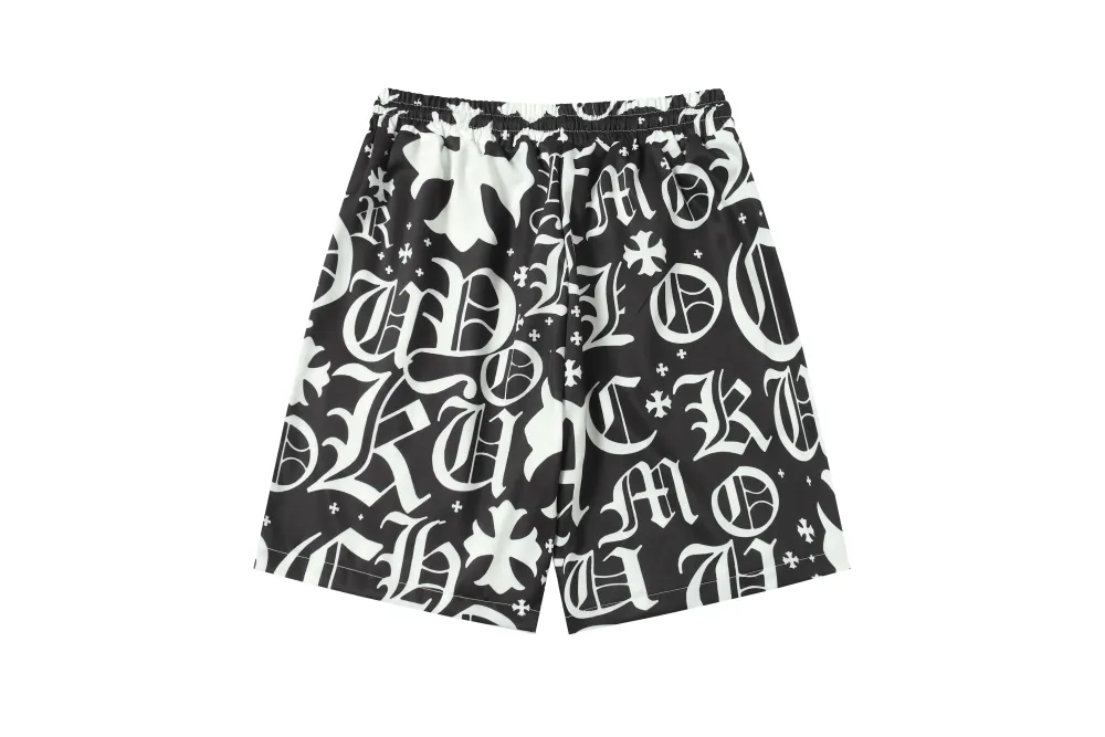 Chrome Hearts Cross Silk Shirt & Shorts Black Set Flaming Lips