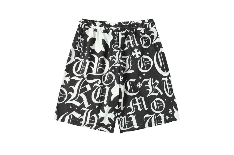 Chrome Hearts Cross Silk Shirt & Shorts Black Set Flaming Lips