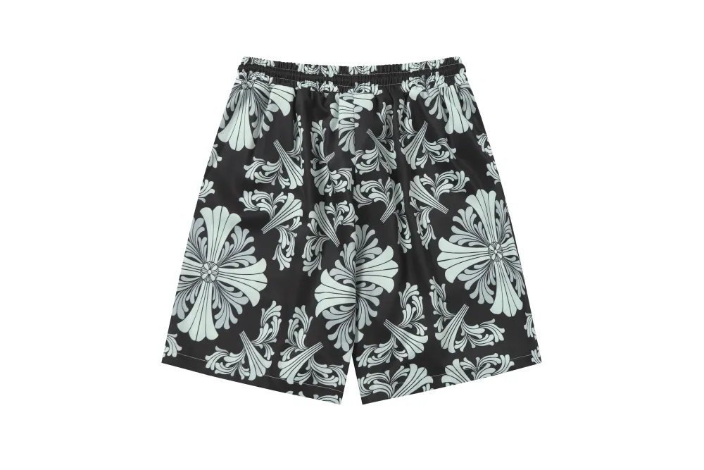 Chrome Hearts Cross Silk Shirt & Shorts Set Black