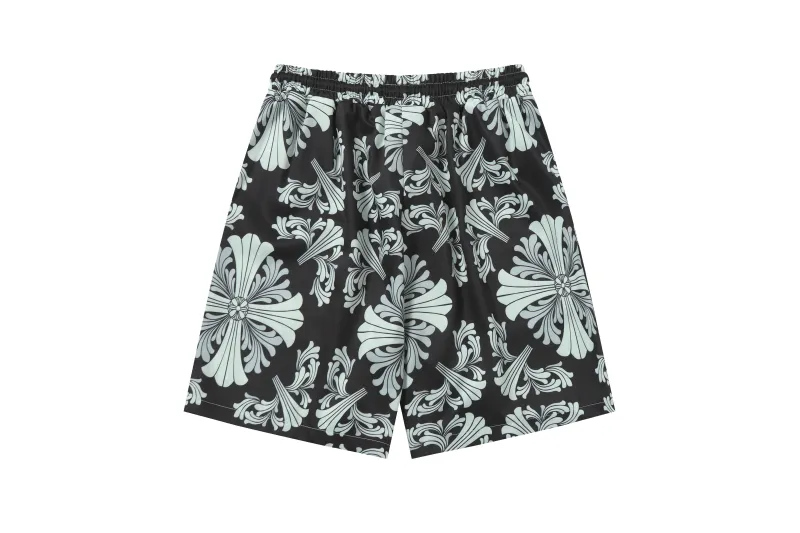 Chrome Hearts Cross Silk Shirt & Shorts Set Black
