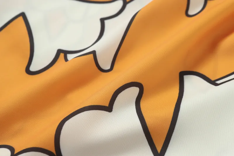 Chrome Hearts Cross Silk Shirt & Shorts Set Orange White