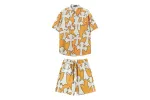 Chrome Hearts Cross Silk Shirt & Shorts Set Orange White