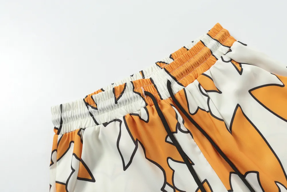 Chrome Hearts Cross Silk Shirt & Shorts Set Orange White