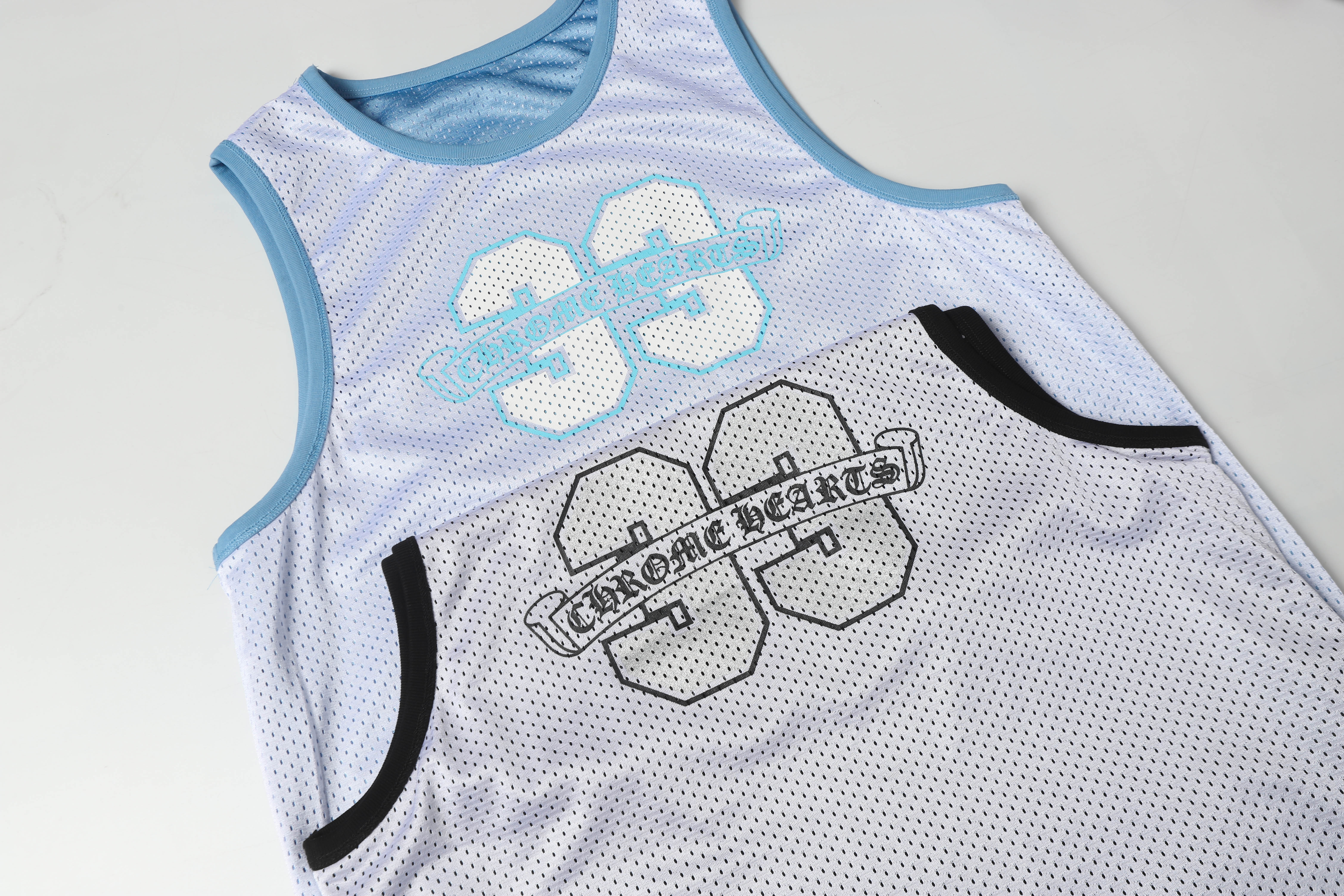 Chrome Hearts Mesh Reversible Basketball Jersey #2272 Blue/Black