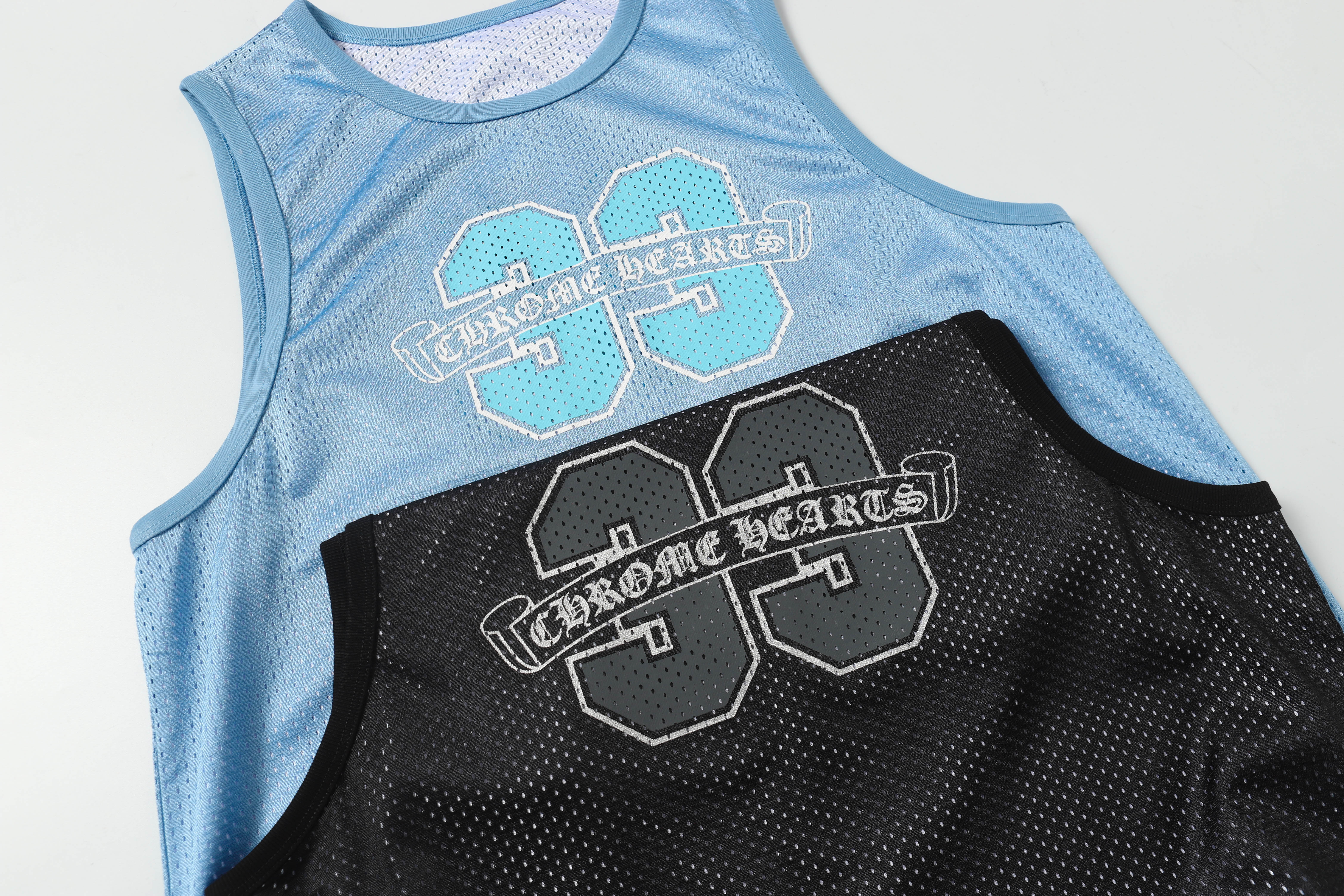 Chrome Hearts Mesh Reversible Basketball Jersey #2272 Blue/Black