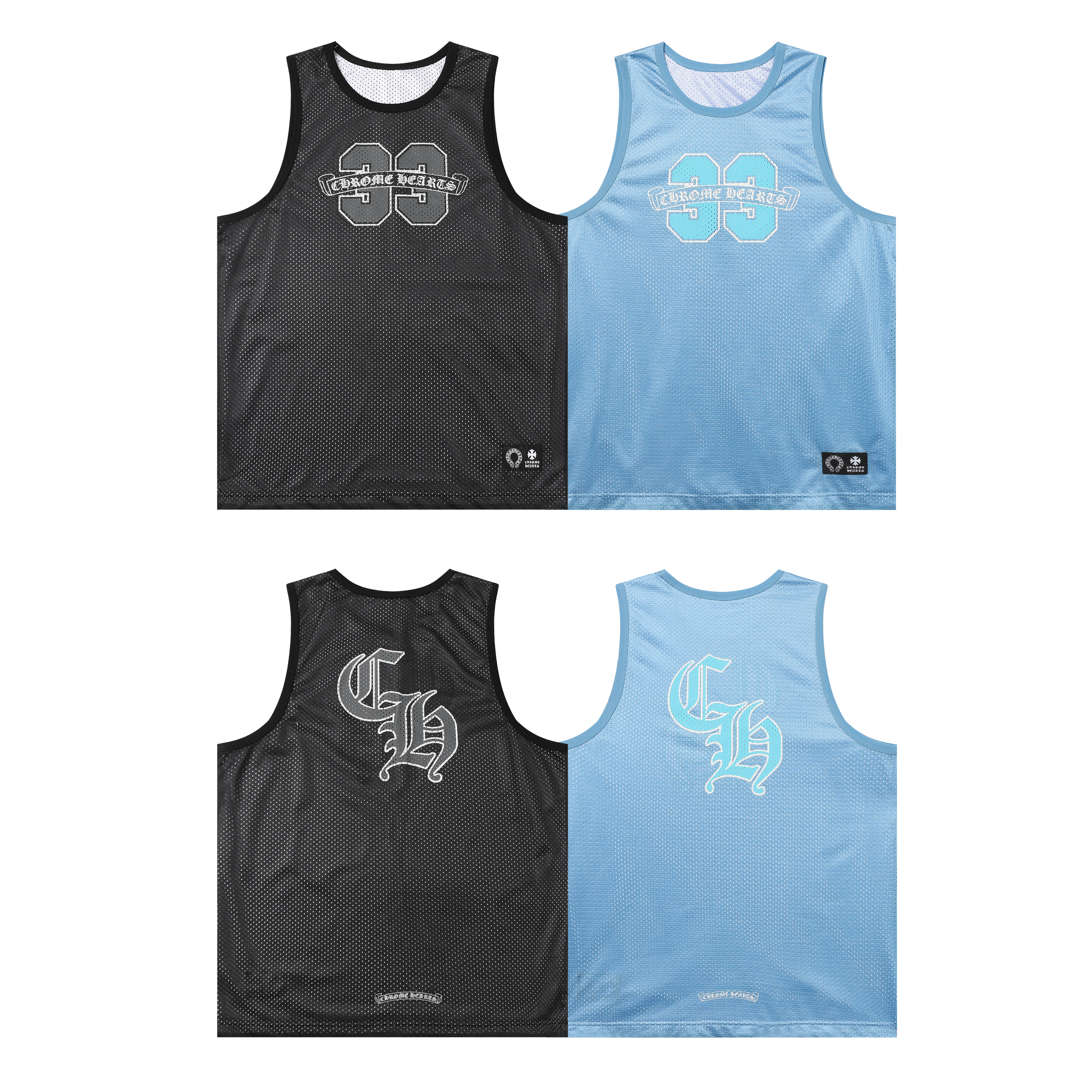 Chrome Hearts Mesh Reversible Basketball Jersey #2272 Blue/Black