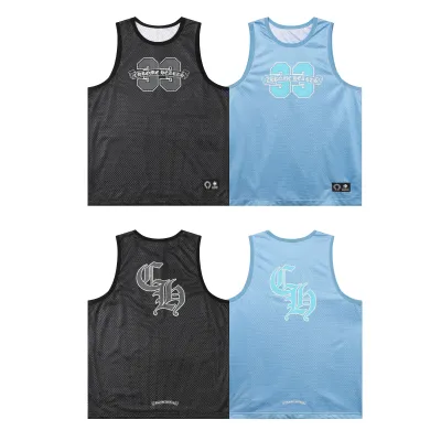 Chrome Hearts Mesh Reversible Basketball Jersey #2272 Blue/Black 01
