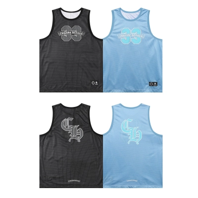Chrome Hearts Mesh Reversible Basketball Jersey #2272 Blue/Black 01