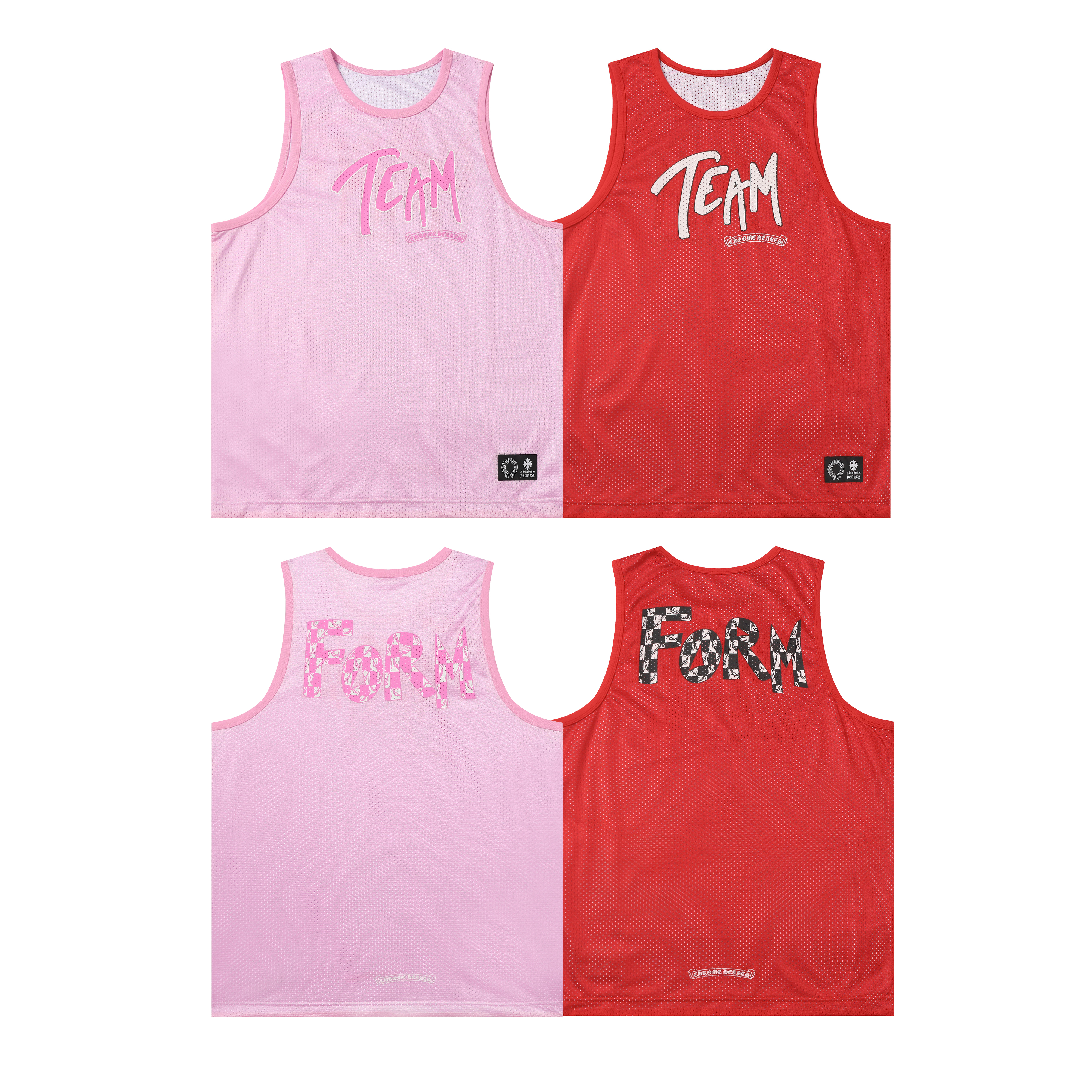 Chrome Hearts Mesh Reversible Basketball Jersey #2272 Pink/Red