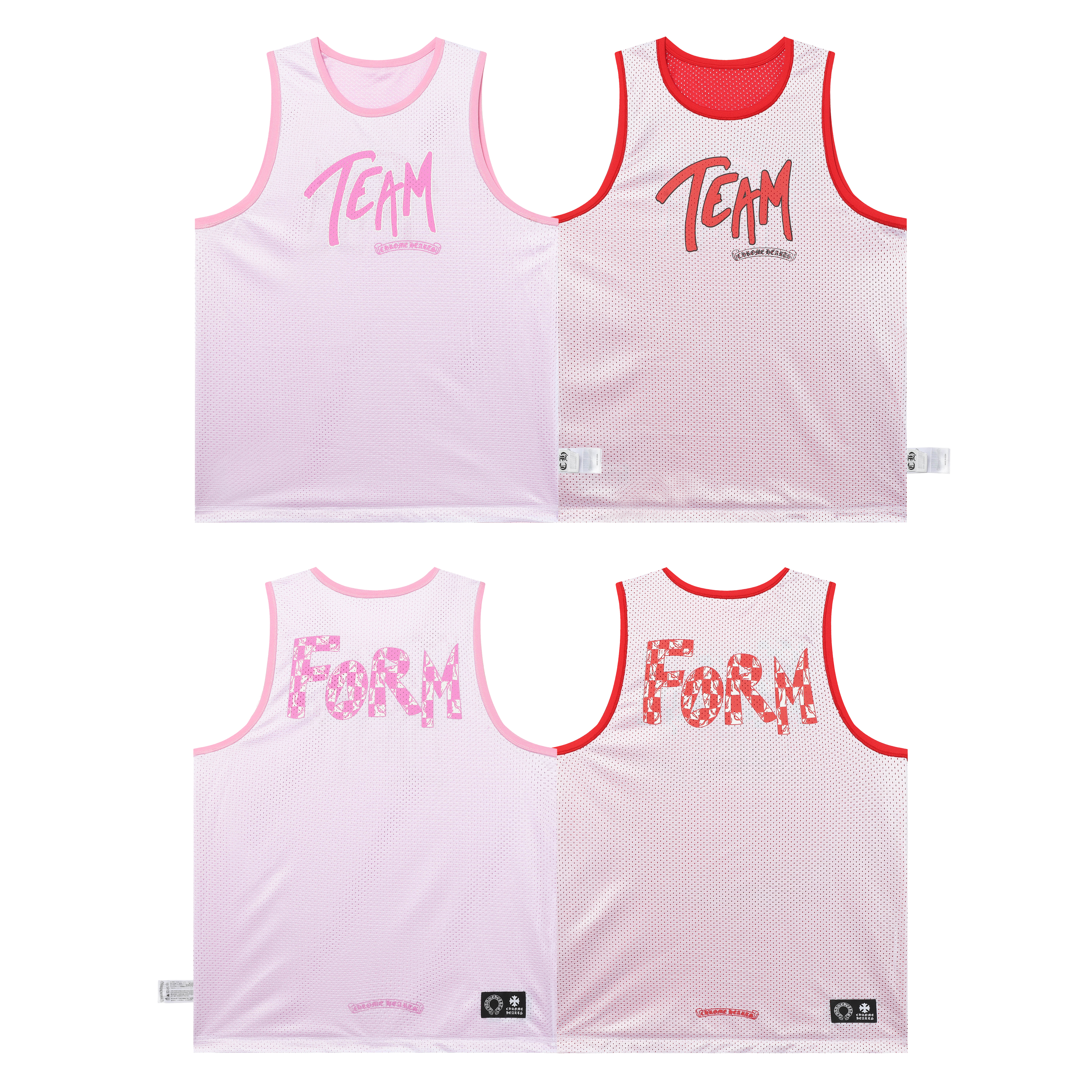 Chrome Hearts Mesh Reversible Basketball Jersey #2272 Pink/Red
