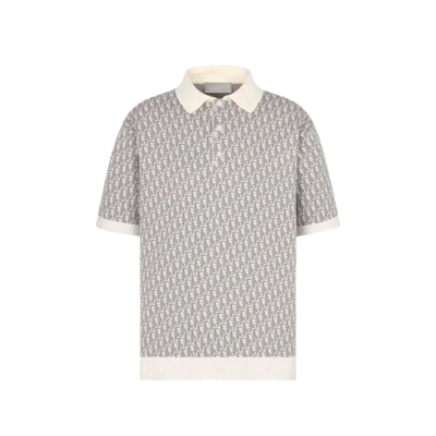 Coco Shoes Dior Oblique Polo Shirt White Brown Cotton Jacquard 293M832AT396085 01