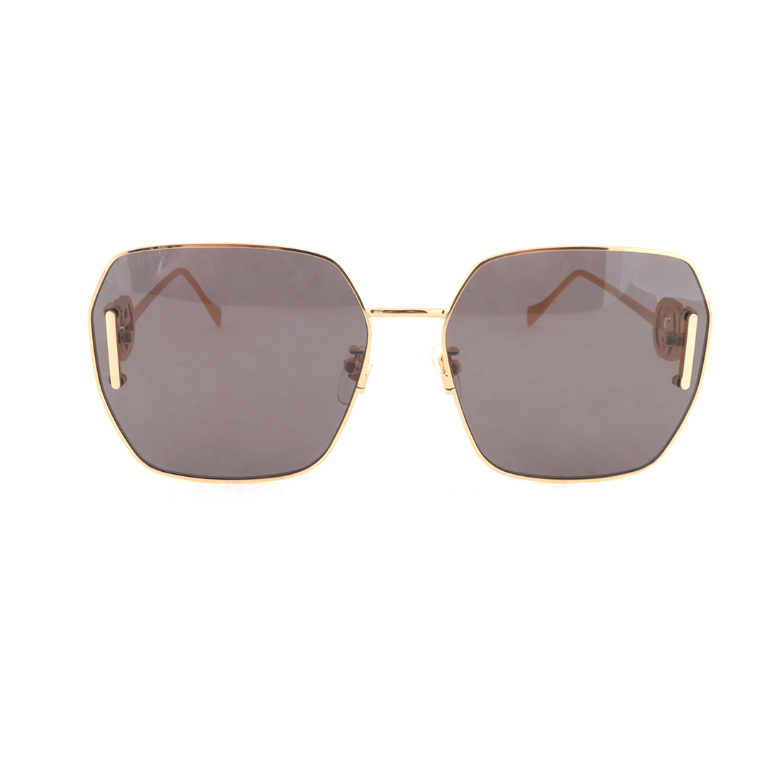 Gucci Square Shape Sunglasses Gold Geometric Logo Frame Brown Lenses GG1207SA 005