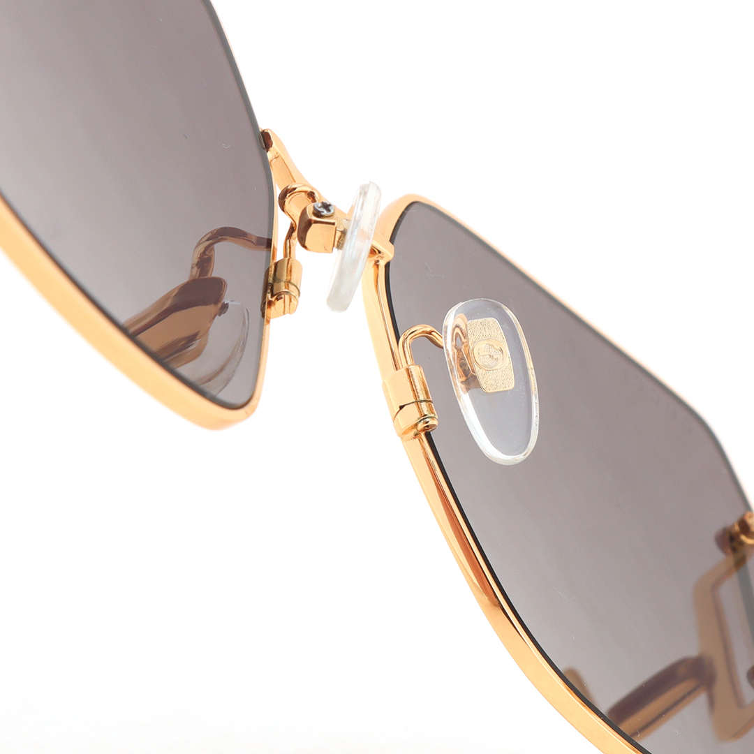 Gucci Square Shape Sunglasses Gold Geometric Logo Frame Brown Lenses GG1207SA 005