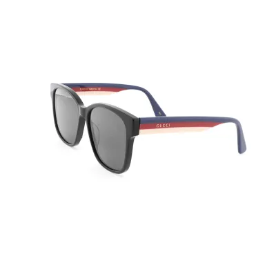 Gucci Square Eye GG Web Sunglasses Red Blue And White Temples 01