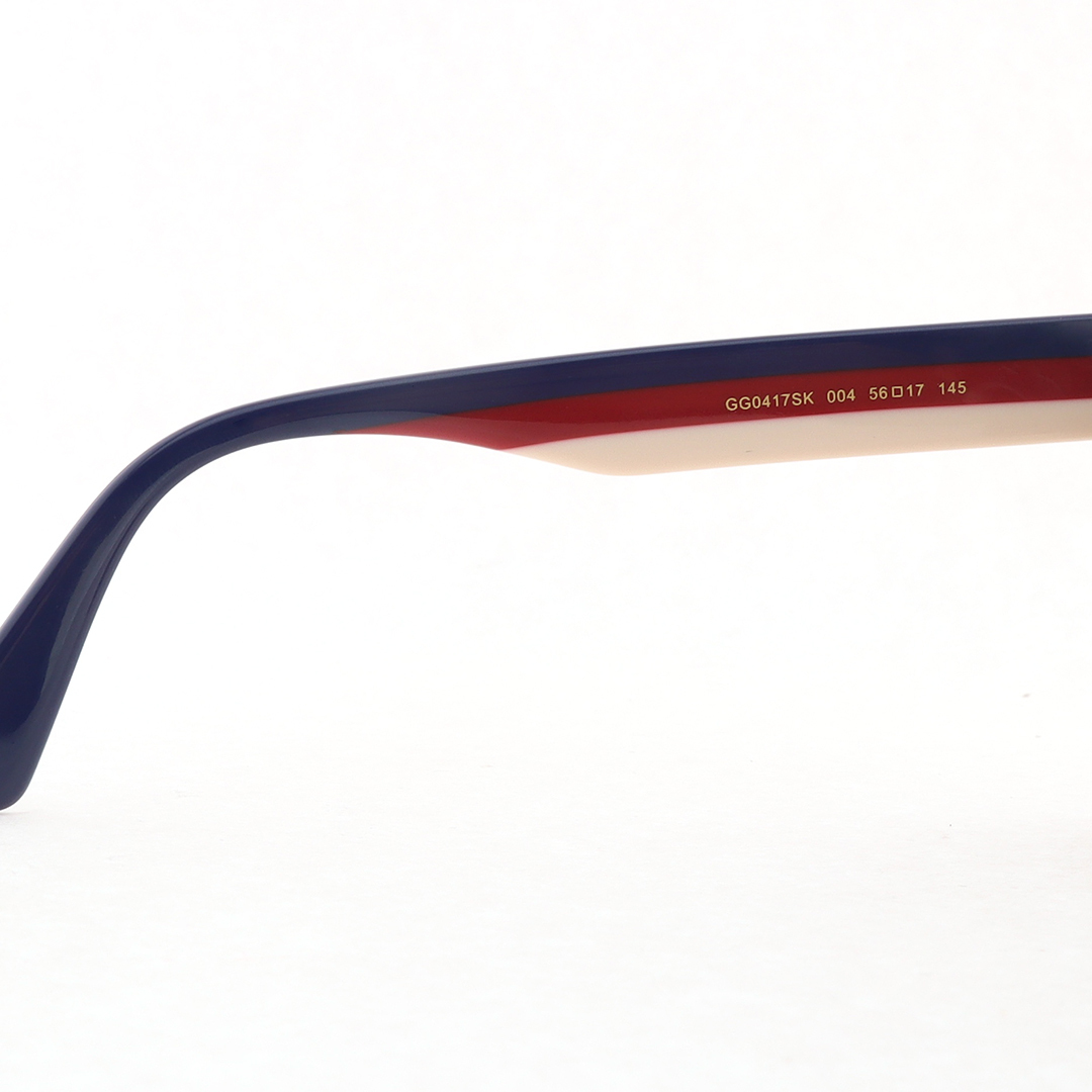 Gucci Square Eye GG Web Sunglasses Red Blue And White Temples