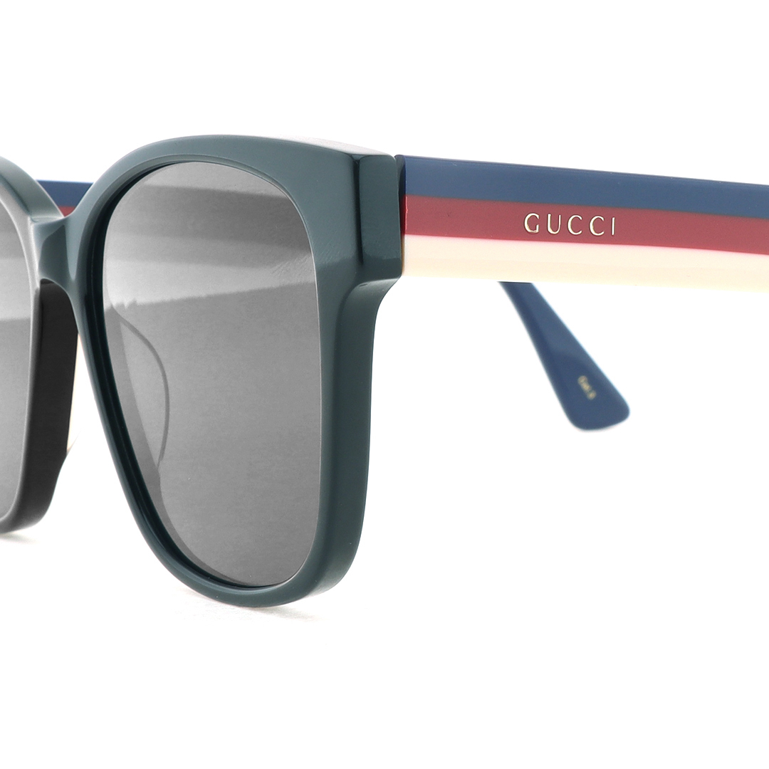Gucci Square Eye GG Web Sunglasses Red Blue And White Temples
