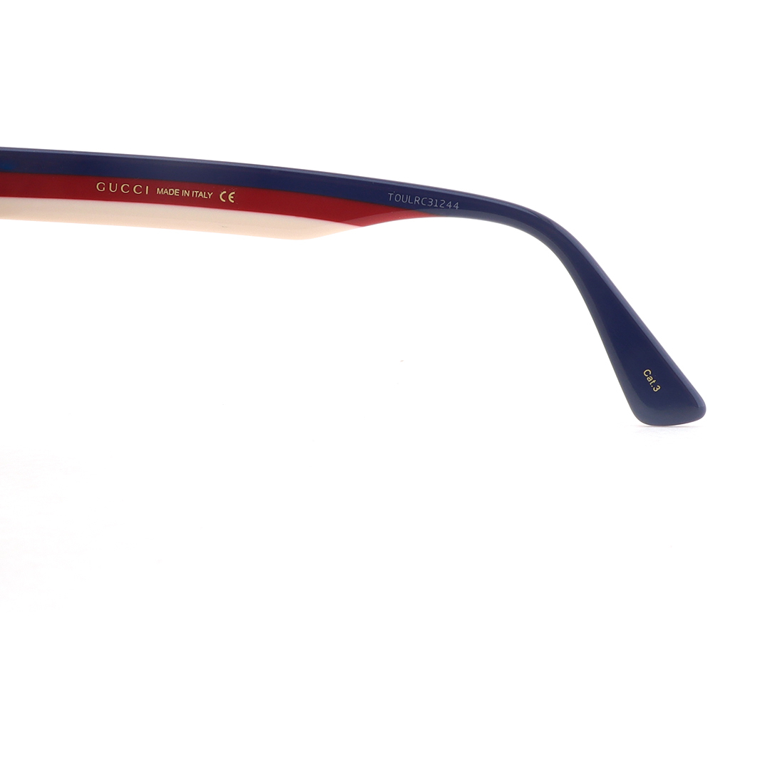 Gucci Square Eye GG Web Sunglasses Red Blue And White Temples