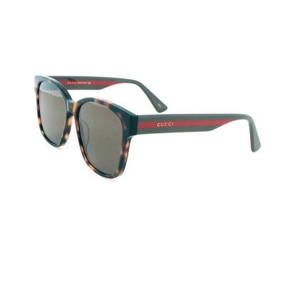 Gucci Havana Square Eye GG Web Sunglasses Red Green Temples GG0417SK 003 01