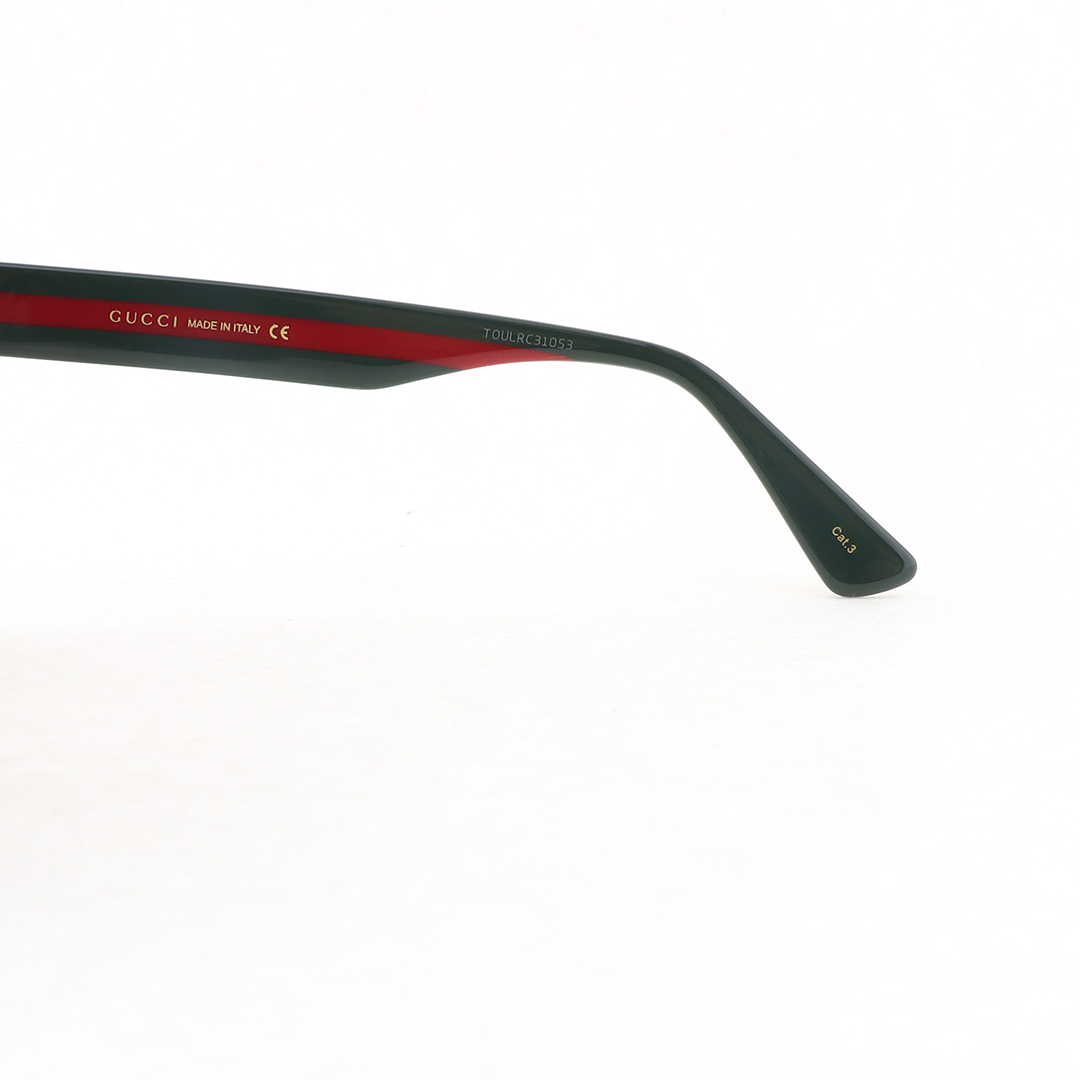 Gucci Havana Square Eye GG Web Sunglasses Red Green Temples GG0417SK 003