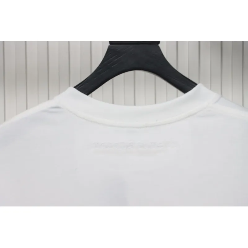 Chrome Hearts Applique Inlaid Silver Cross Embroidered T-shirt White