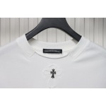 Chrome Hearts Applique Inlaid Silver Cross Embroidered T-shirt White
