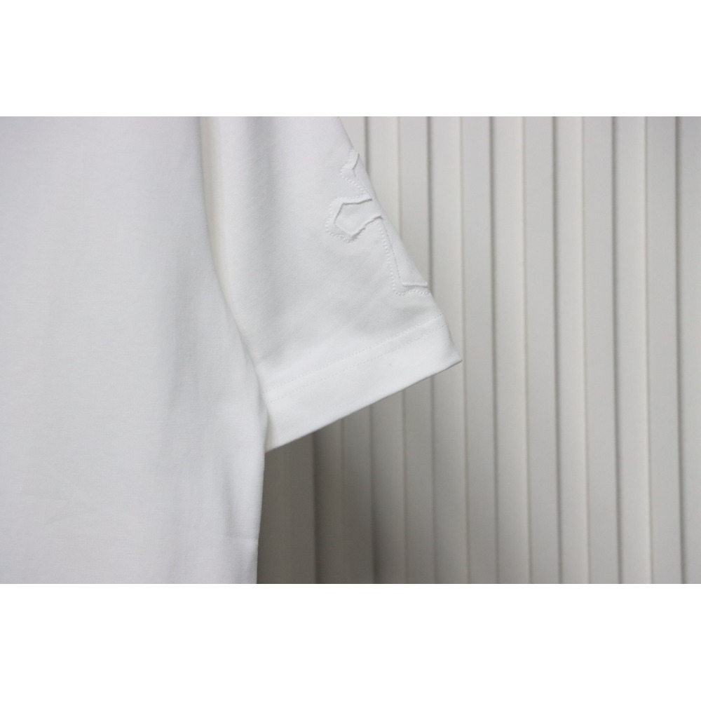Chrome Hearts Applique Inlaid Silver Cross Embroidered T-shirt White