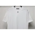 Chrome Hearts Applique Inlaid Silver Cross Embroidered T-shirt White