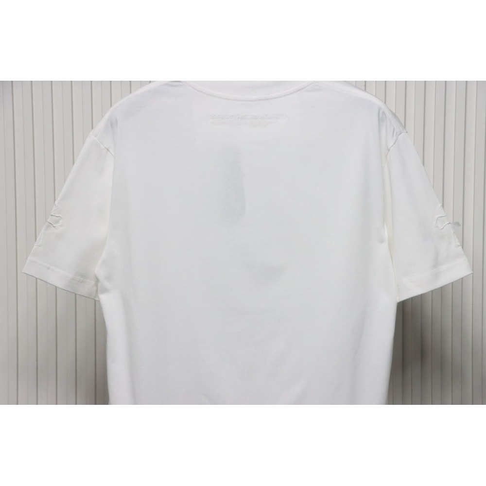 Chrome Hearts Applique Inlaid Silver Cross Embroidered T-shirt White